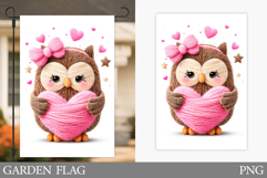 Valentines Owl Garden Flag. Valentines Garden Flag Design Product Image 1