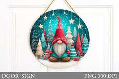 Christmas Gnome Door Sign. Christmas Door Sign Sublimation Product Image 1