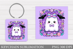 Halloween Keychain Sublimation. Ghost Keychain Design Product Image 1