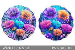 Floral Wind Spinner Sublimation. Flowers Wind Spinner Design Product Image 1