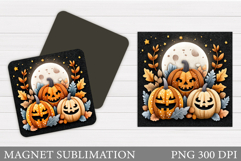 Scary Pumpkin Magnet Design. Halloween Magnet Sublimation Product Image 1