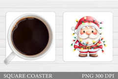Cute Santa Coaster Sublimation. Santa Claus Coaster Design Product Image 1