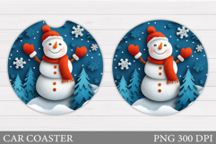Cute Snowman Car Coaster. Christmas Car Coaster Design Product Image 1