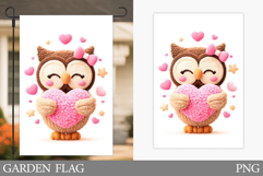 Valentines Owl Garden Flag. Valentines Garden Flag Design Product Image 1