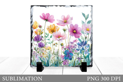 Wildflowers Slate Sublimation. Flowers Sublimation Product Image 1