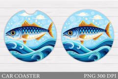 Fish Car Coaster Sublimation. Sea Car Coaster Design Product Image 1