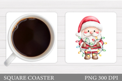 Cute Santa Coaster Sublimation. Santa Claus Coaster Design Product Image 1