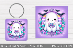 Halloween Keychain Sublimation. Ghost Keychain Design Product Image 1