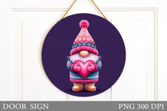 Valentines Gnome Door Sign. Valentines Door Sign Sublimation Product Image 1