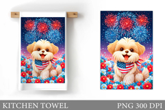 Patriotic Dog Kitchen Towel. Patriotic Kitchen Towel Design Product Image 1