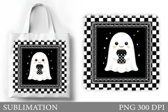Ghost Tote Bag Sublimation. Halloween Tote Bag Design Product Image 1