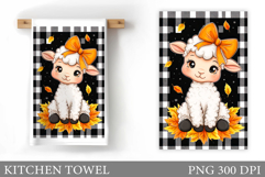 Fall Lamb Kitchen Towel. Fall Kitchen Towel Sublimation Product Image 1