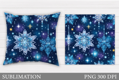 Christmas Pillow Sublimation. Snowflakes Pillow Design Product Image 1