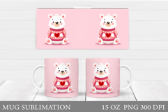 Valentines Bear Mug Sublimation. Valentines Mug Design Product Image 1
