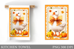 Fall Goose Kitchen Towel. Fall Kitchen Towel Sublimation Product Image 1