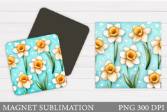 Daffodils Magnet Sublimation. Flowers Magnet Design Product Image 1