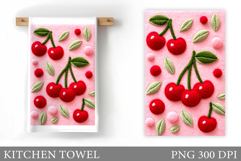 Crochet Cherry Kitchen Towel. Crochet Cherry Sublimation Product Image 1