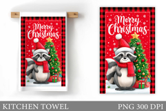 Christmas Raccoon Kitchen Towel. Christmas Kitchen Towel Product Image 1