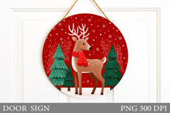 Christmas Deer Door Sign. Christmas Door Sign Sublimation Product Image 1