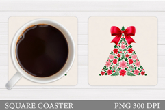 Floral Christmas Tree Coaster. Christmas Coaster Design Product Image 1
