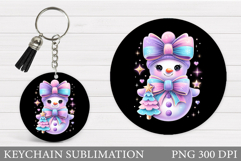Cute Snowman Keychain Sublimation. Christmas Keychain Design Product Image 1