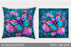 Butterfly Pillow Design. Butterfly Sublimation Product Image 1
