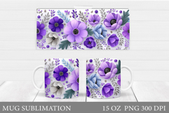 Flowers Mug Sublimation. Floral Mug Wrap Design Product Image 1