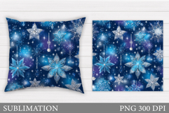 Christmas Pillow Sublimation. Snowflakes Pillow Design Product Image 1