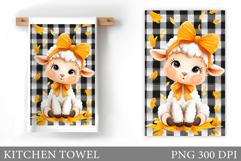Fall Lamb Kitchen Towel. Fall Kitchen Towel Sublimation Product Image 1