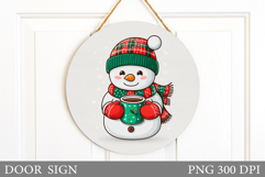 Cute Snowman Door Sign Design. Christmas Sublimation Product Image 1