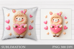 Valentines Lama Pillow Design. Valentine Pillow Sublimation Product Image 1