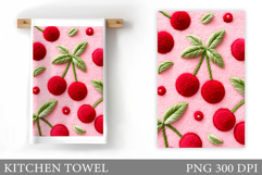 Crochet Cherry Kitchen Towel. Crochet Cherry Sublimation Product Image 1