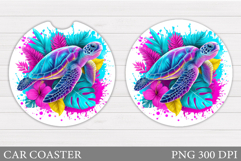 Sea Turtle Car Coaster. Sea Turtle Sublimation Product Image 1