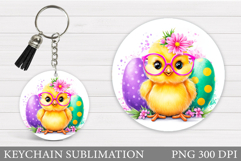 Easter Chick Keychain Sublimation. Easter Keychain Design Product Image 1
