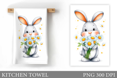Cute Bunny Kitchen Towel Design. Cute Bunny Sublimation Product Image 1