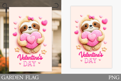 Valentines Sloth Garden Flag. Valentines Garden Flag Design Product Image 1