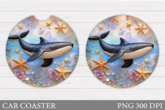 Whale Car Coaster Design. Whale Sublimation Product Image 1