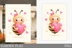 Valentines Bee Garden Flag. Valentines Garden Flag Product Image 1
