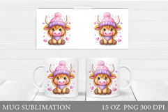 Cute Cow Mug Sublimation. Funny Cow Mug Wrap Design Product Image 1