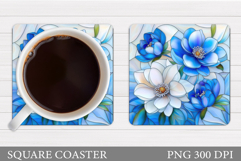 Flowers Coaster Sublimation. Floral Coaster Design Product Image 1