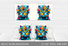 Cat Mug Wrap Design. Summer Cat Sublimation Product Image 1
