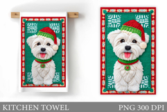 Cute Dog Kitchen Towel. Christmas Dog Kitchen Towel Design Product Image 1