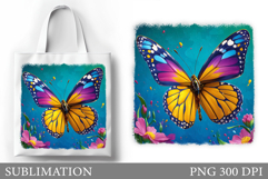 Butterfly Tote Bag Design. Flowers Tote Bag Sublimation Product Image 1