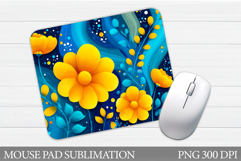 Flowers Mouse Pad Sublimation. Floral Mouse Pad Design Product Image 1