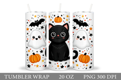 Cute Halloween Cat Tumbler. Halloween Tumbler Sublimation Product Image 1