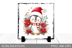 Christmas Penguin Slate Design. Cute Penguin Sublimation Product Image 1