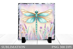 Dragonfly Slate Sublimation. Dragonfly Flowers Sublimation Product Image 1