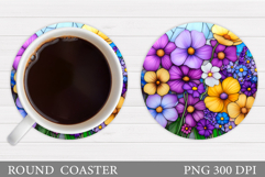 Wildflowers Coaster Design. Flowers Coaster Sublimation Product Image 1