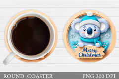 Christmas Koala Coaster. Christmas Coaster Sublimation Product Image 1