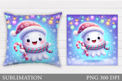 Christmas Ghost Pillow Design. Christmas Pillow Sublimation Product Image 1